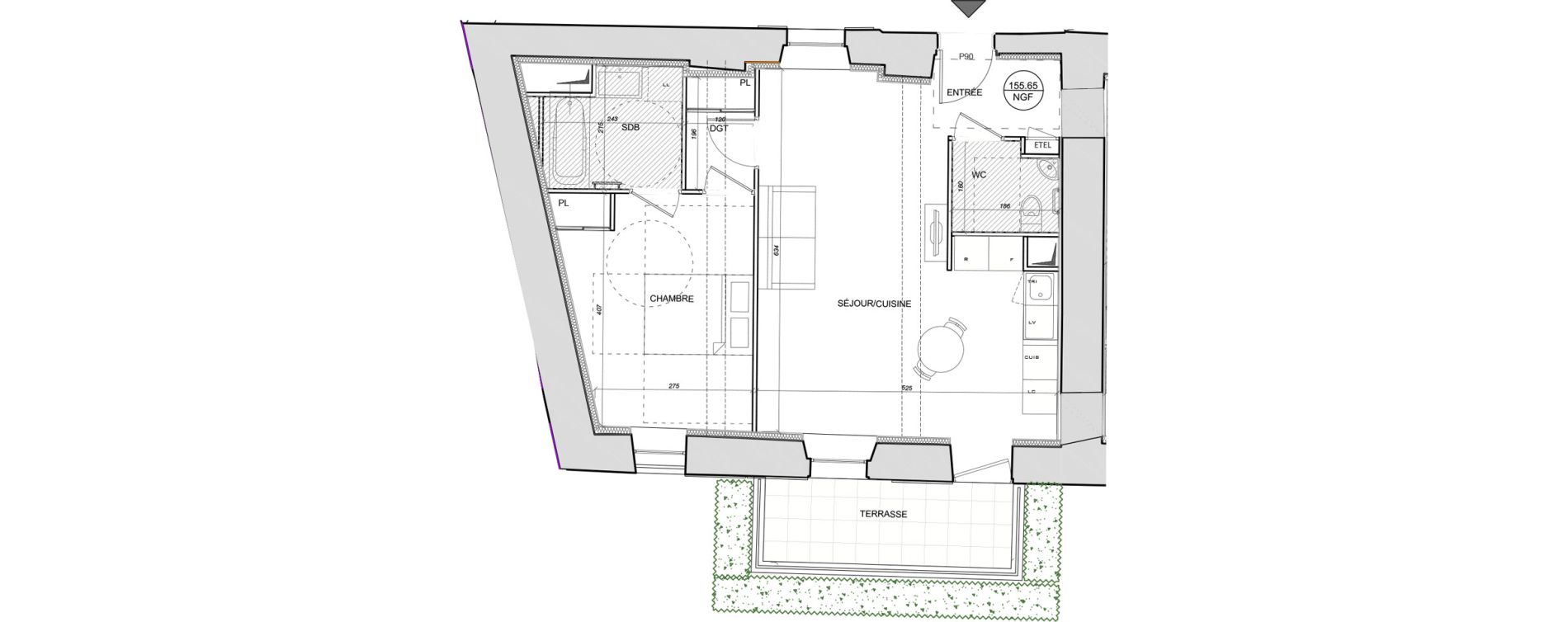 Appartement T2 de 52,73 m2 &agrave; Plaisir Centre