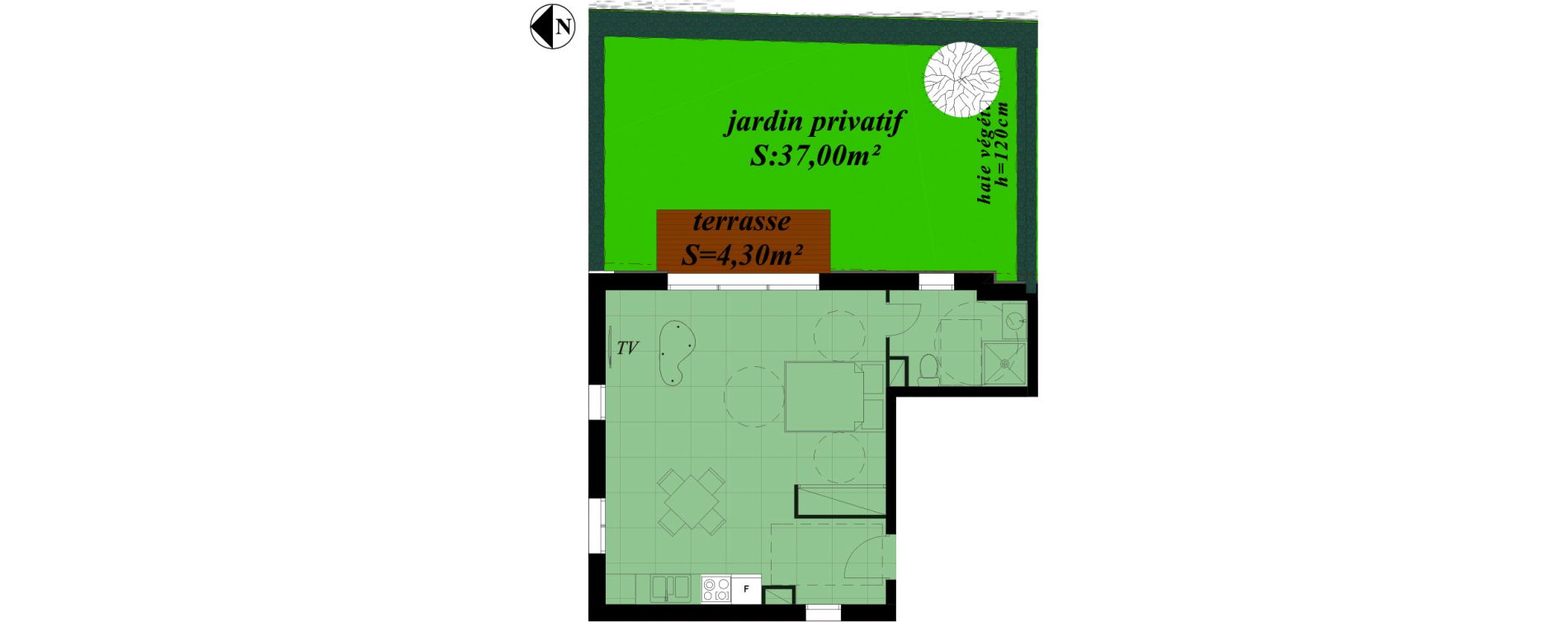 Appartement T1 de 39,50 m2 &agrave; Plaisir Centre