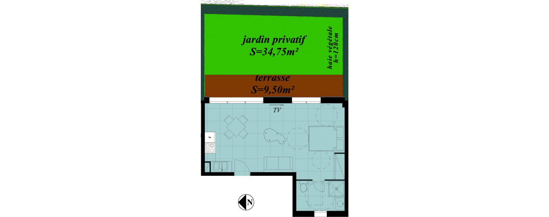 Appartement T1 de 35,50 m2 &agrave; Plaisir Centre