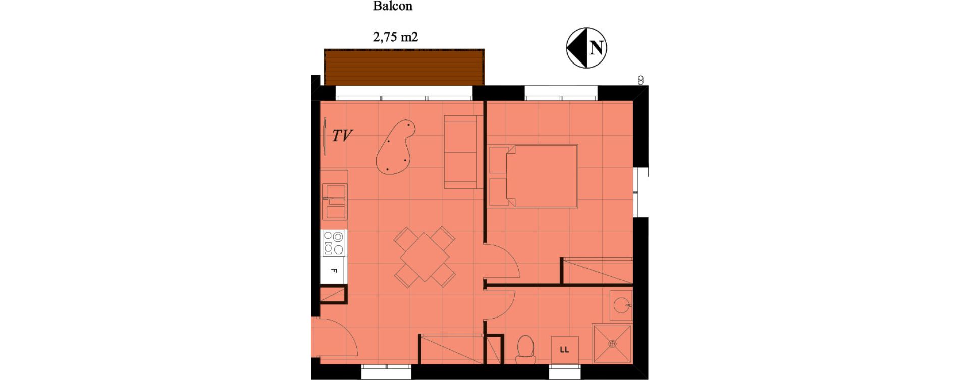 Appartement T2 de 38,75 m2 &agrave; Plaisir Centre