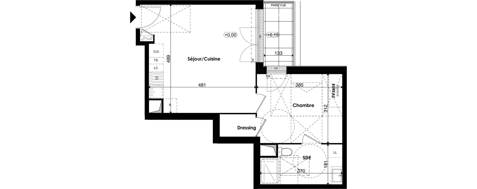 Appartement T2 de 43,41 m2 &agrave; Plaisir Centre