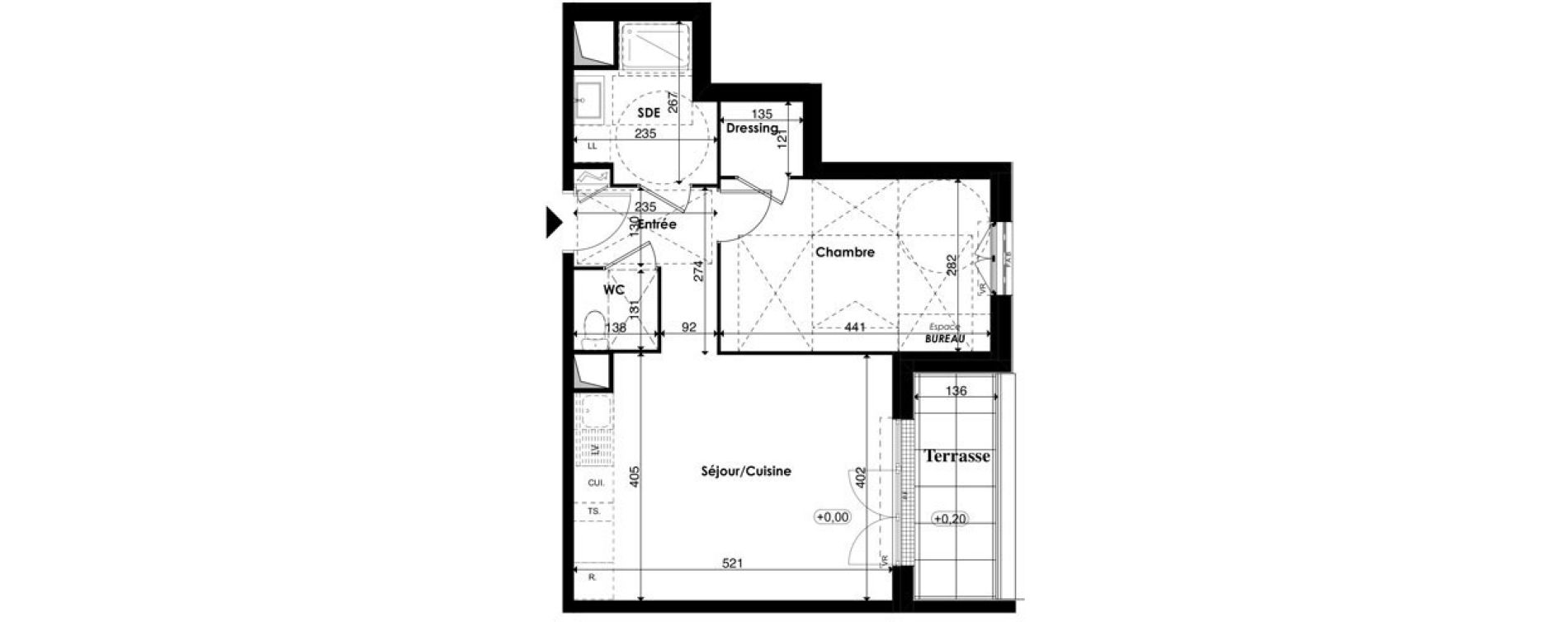 Appartement T2 de 45,74 m2 &agrave; Plaisir Centre