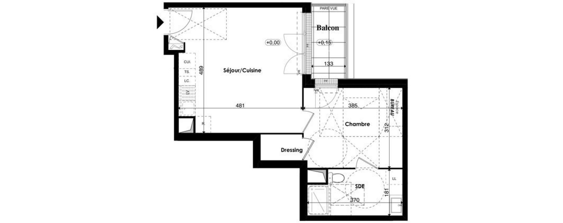 Appartement T2 de 43,41 m2 &agrave; Plaisir Centre