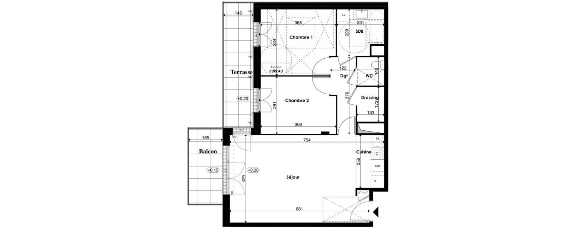 Appartement T3 de 65,60 m2 &agrave; Plaisir Centre