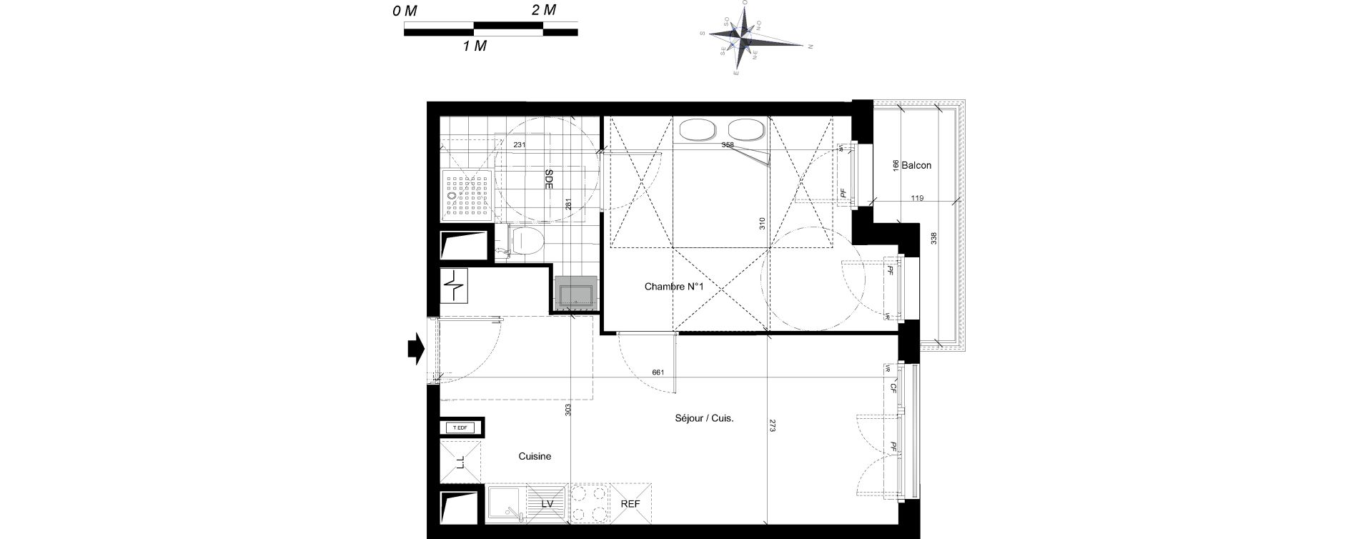 Appartement T2 de 36,10 m2 &agrave; Plaisir Centre