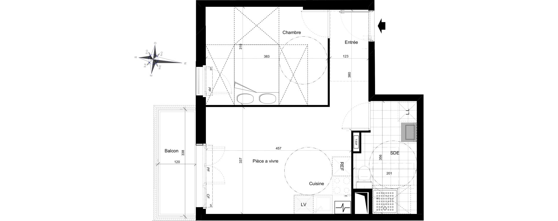 Appartement T2 de 37,40 m2 &agrave; Plaisir Centre