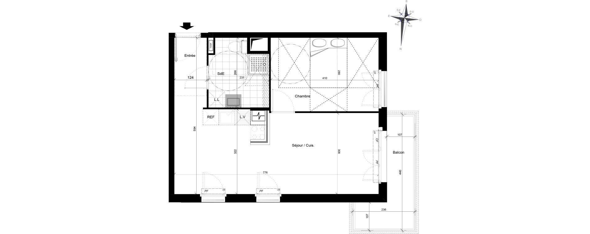 Appartement T2 de 44,70 m2 &agrave; Plaisir Centre
