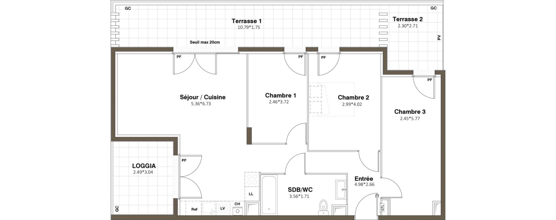 Appartement T4 de 76,67 m2 &agrave; Plaisir Centre