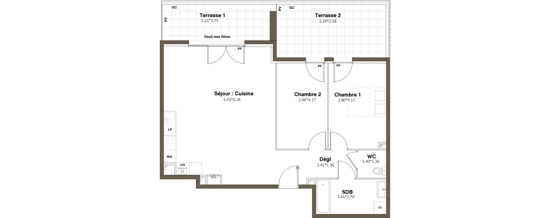 Appartement T3 de 69,93 m2 &agrave; Plaisir Centre