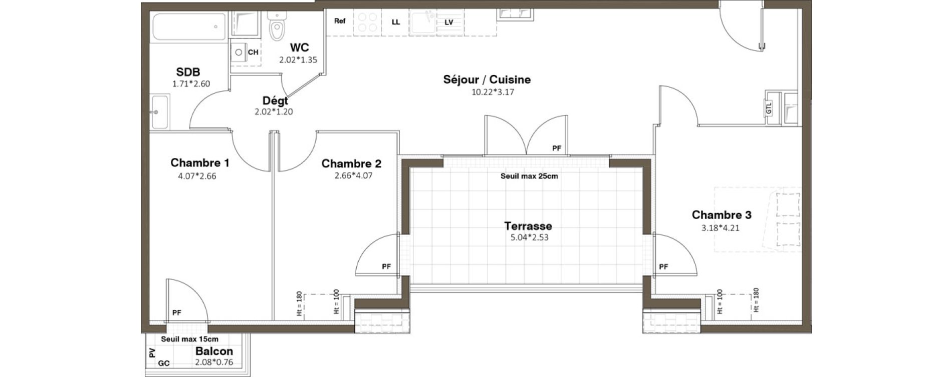 Appartement T4 de 70,75 m2 &agrave; Plaisir Centre