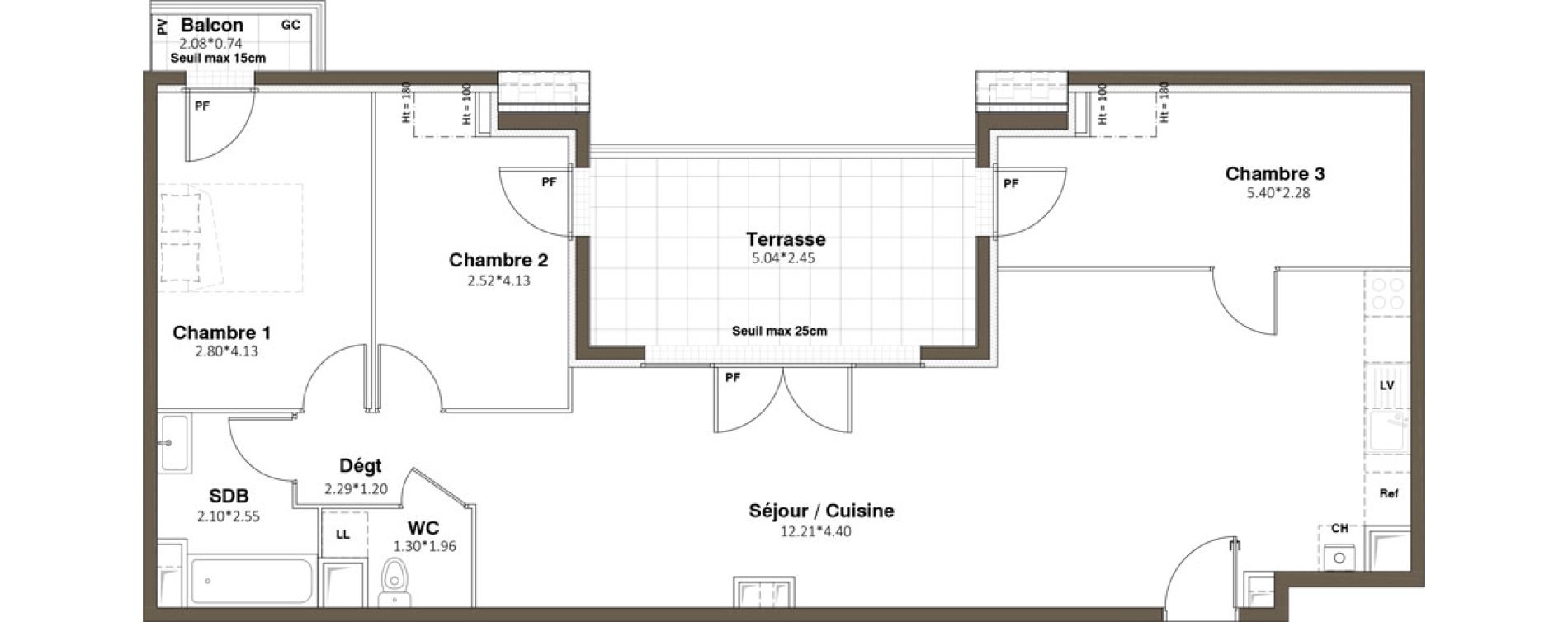 Appartement T4 de 84,17 m2 &agrave; Plaisir Centre