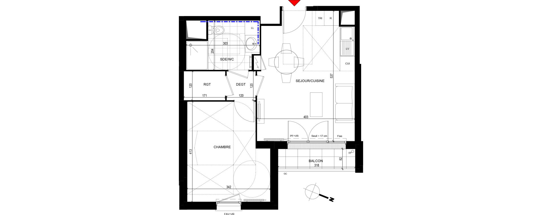 Appartement T2 de 41,93 m2 &agrave; Plaisir La haise les gares