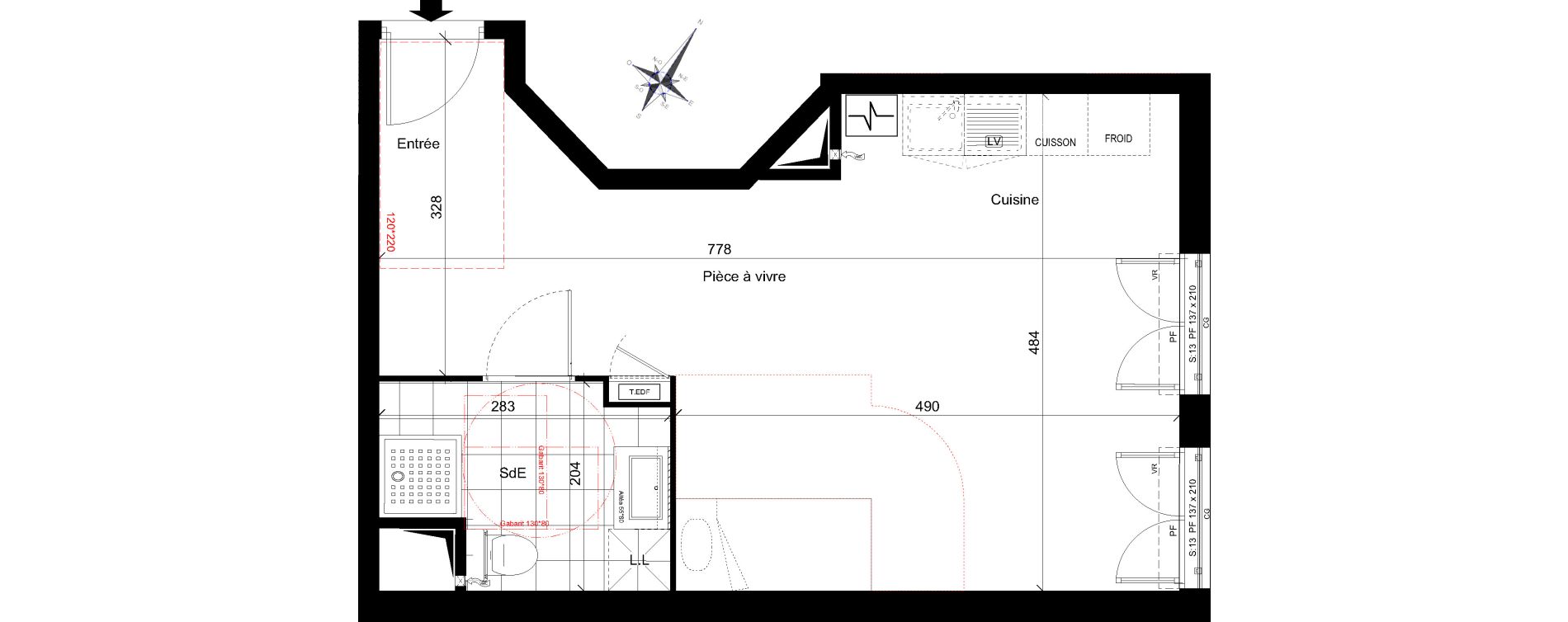 Appartement T1 de 34,70 m2 &agrave; Plaisir Centre