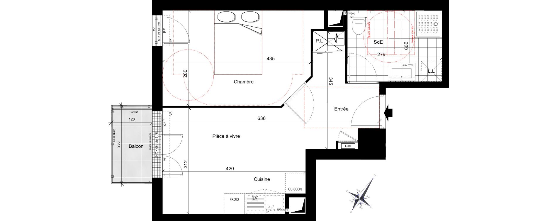 Appartement T2 de 36,40 m2 &agrave; Plaisir Centre