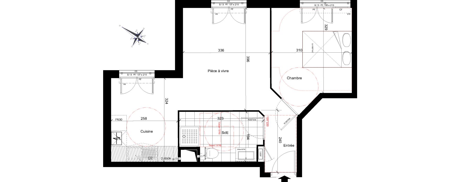 Appartement T2 de 41,80 m2 &agrave; Plaisir Centre