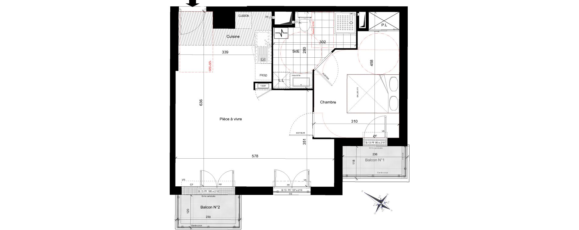 Appartement T2 de 45,40 m2 &agrave; Plaisir Centre