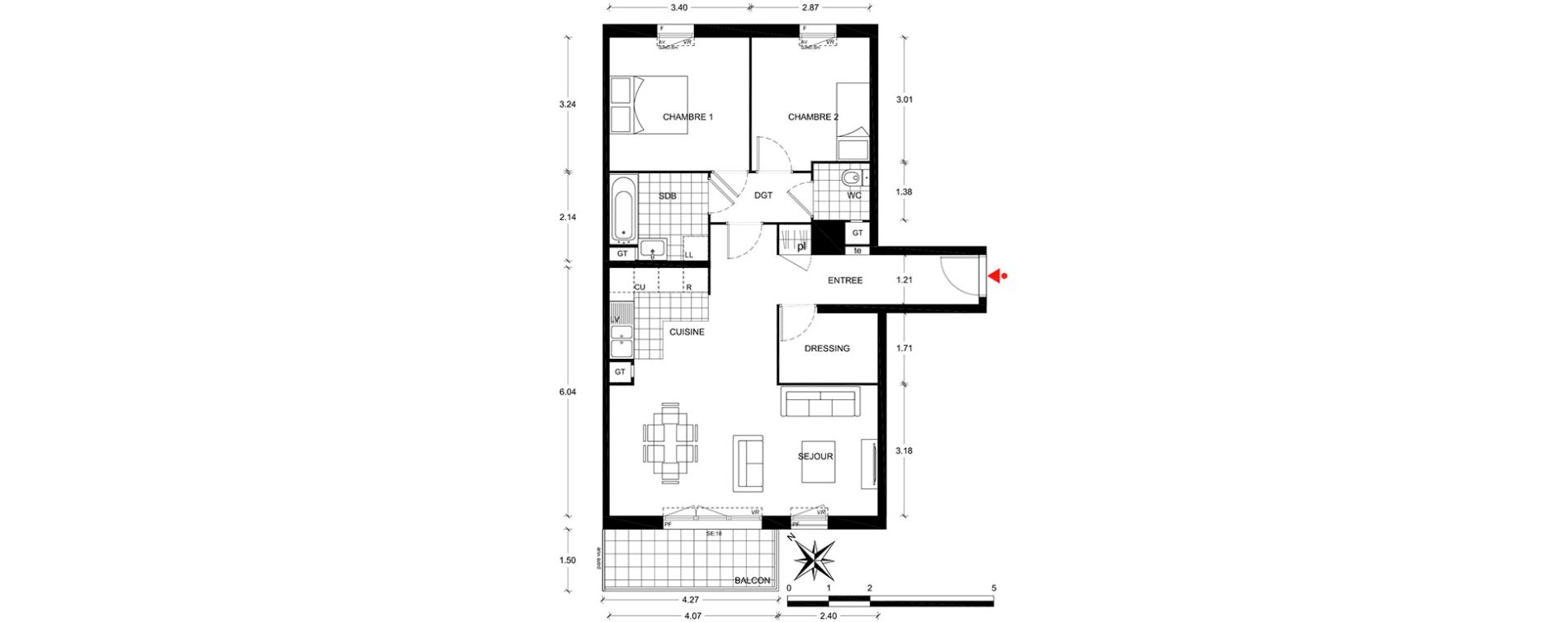 Appartement T4 de 73,92 m2 &agrave; Poissy Centre