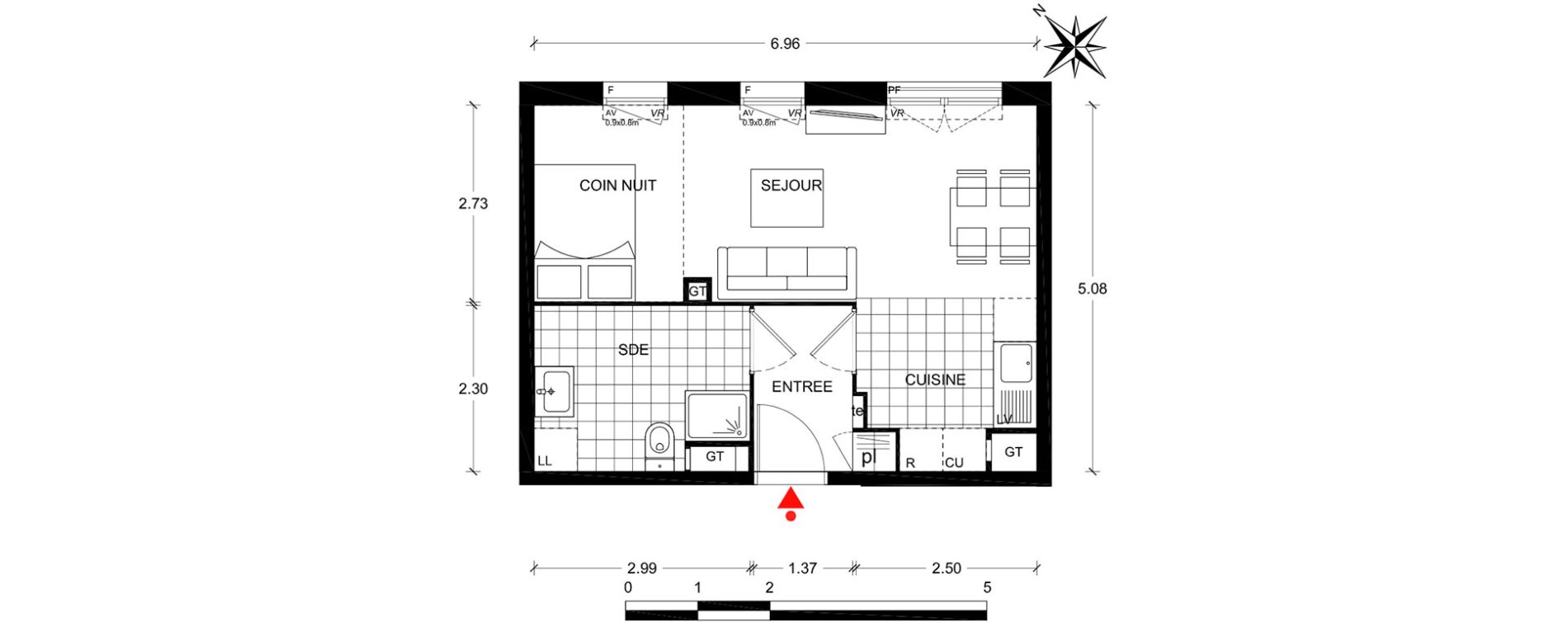 Appartement T1 de 33,85 m2 &agrave; Poissy Centre