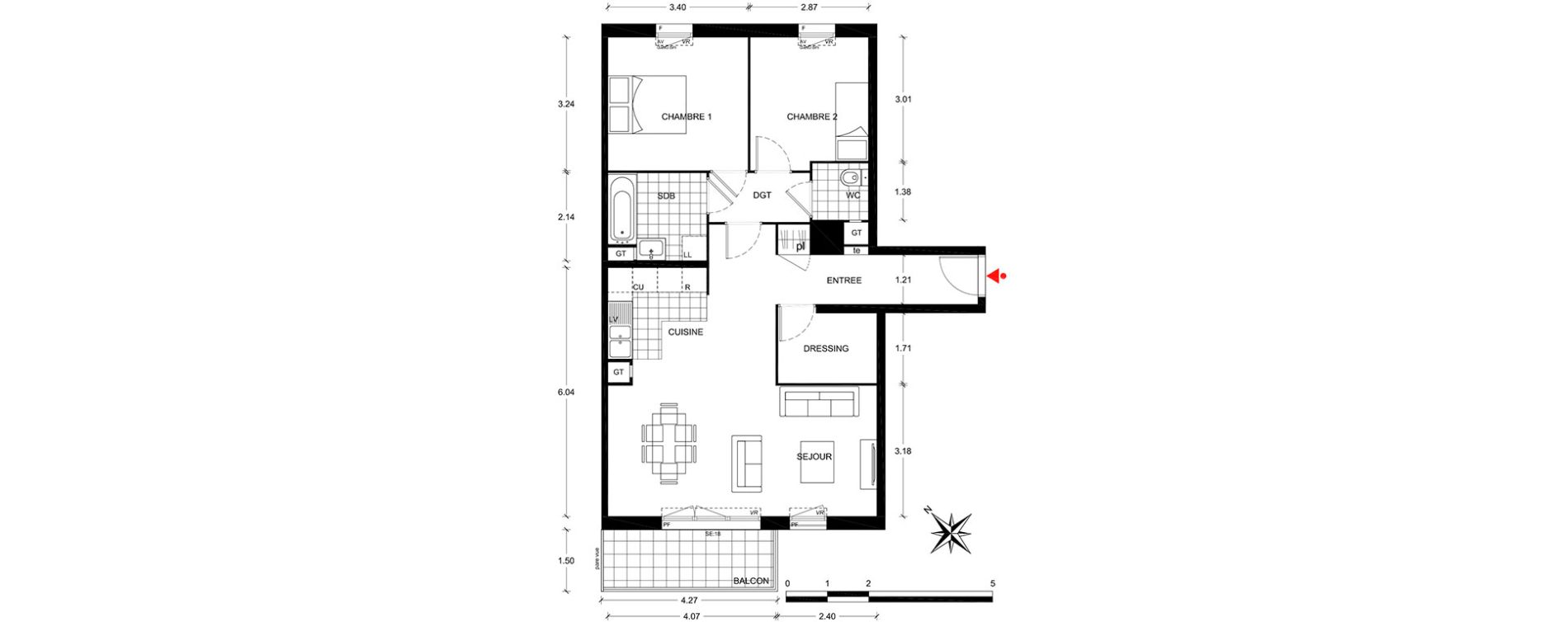 Appartement T4 de 73,92 m2 &agrave; Poissy Centre