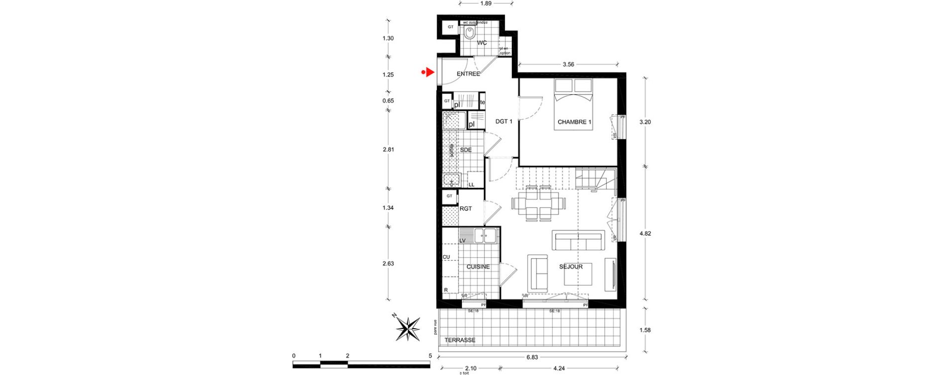 Duplex T5 de 93,70 m2 &agrave; Poissy Centre
