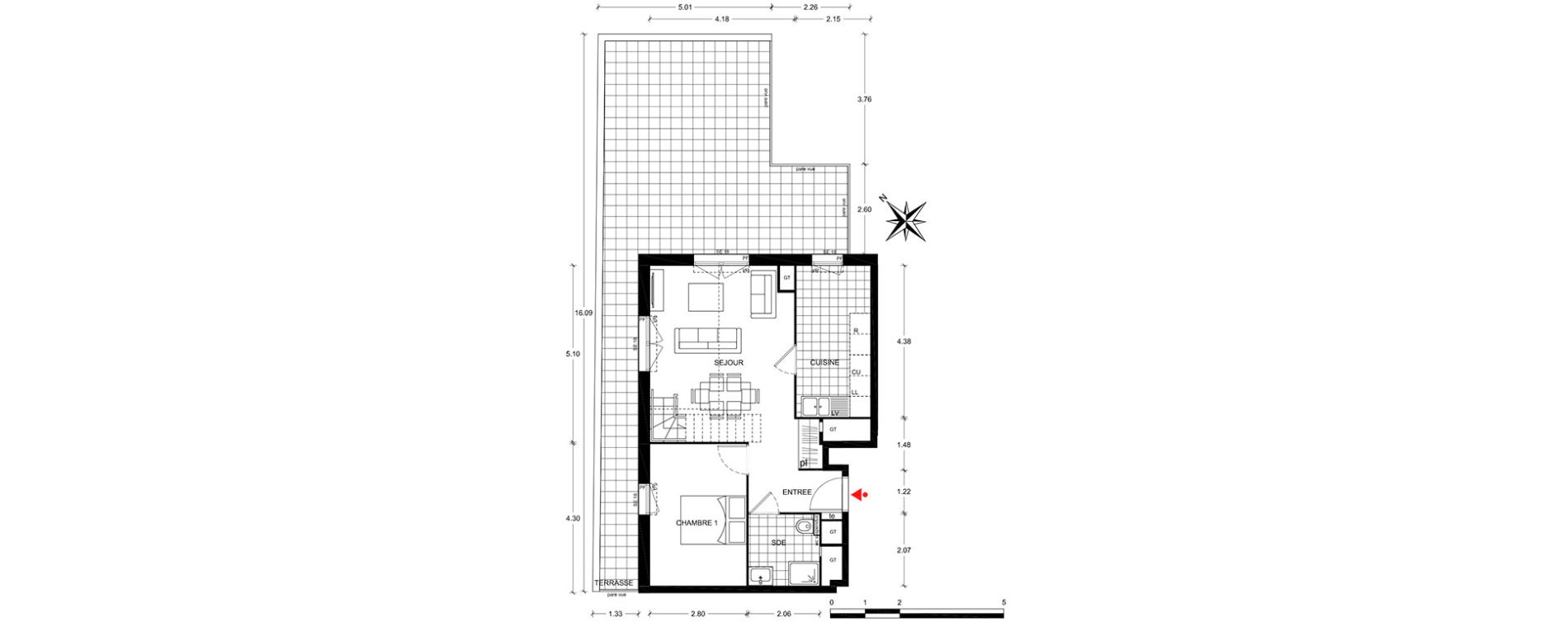 Duplex T5 de 93,56 m2 &agrave; Poissy Centre