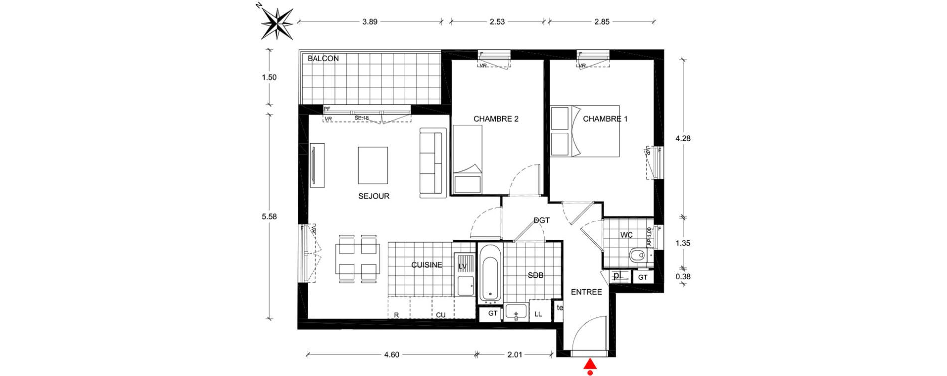 Appartement T3 de 58,77 m2 &agrave; Poissy Centre