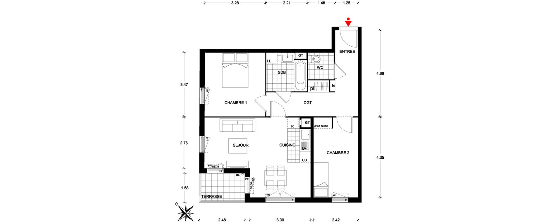 Appartement T3 de 60,63 m2 &agrave; Poissy Centre