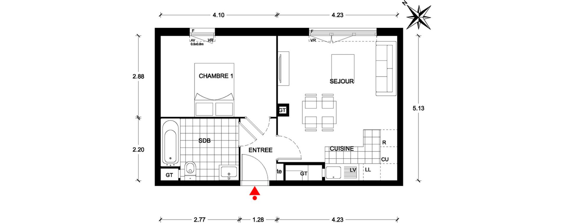 Appartement T2 de 40,87 m2 &agrave; Poissy Centre