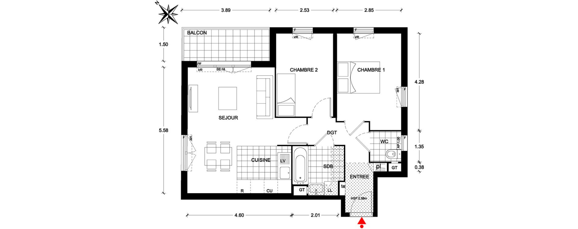 Appartement T3 de 58,77 m2 &agrave; Poissy Centre