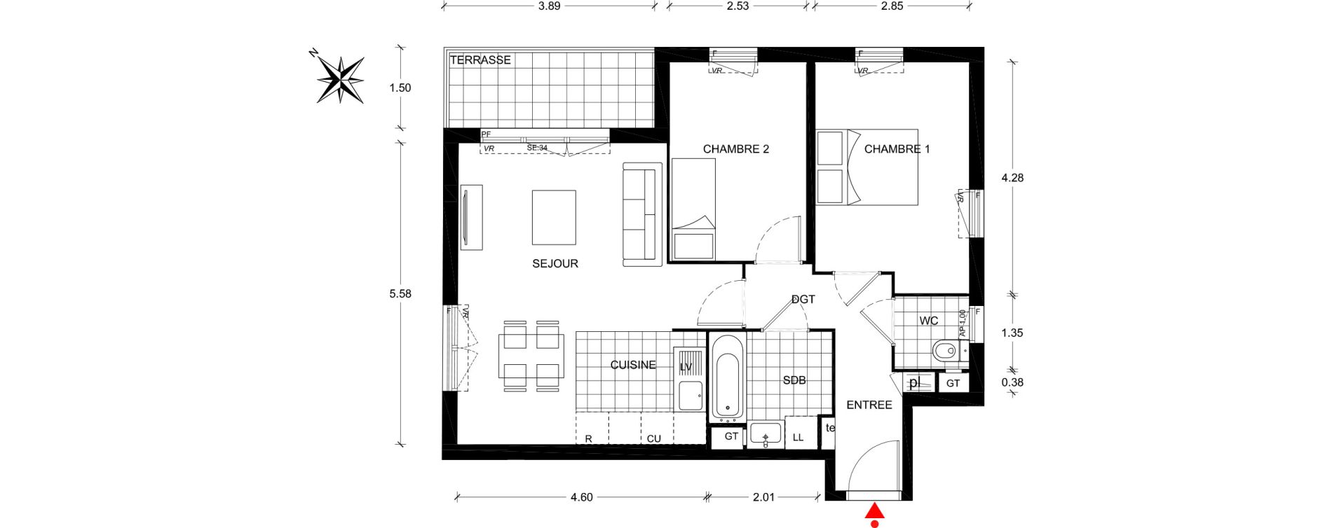 Appartement T3 de 58,77 m2 à Poissy Centre