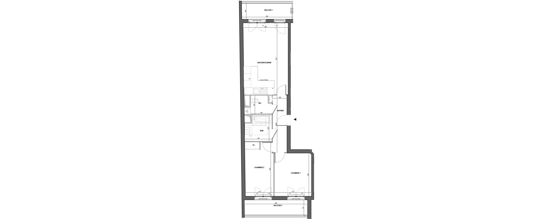 Appartement T3 de 59,84 m2 &agrave; Poissy Noailles