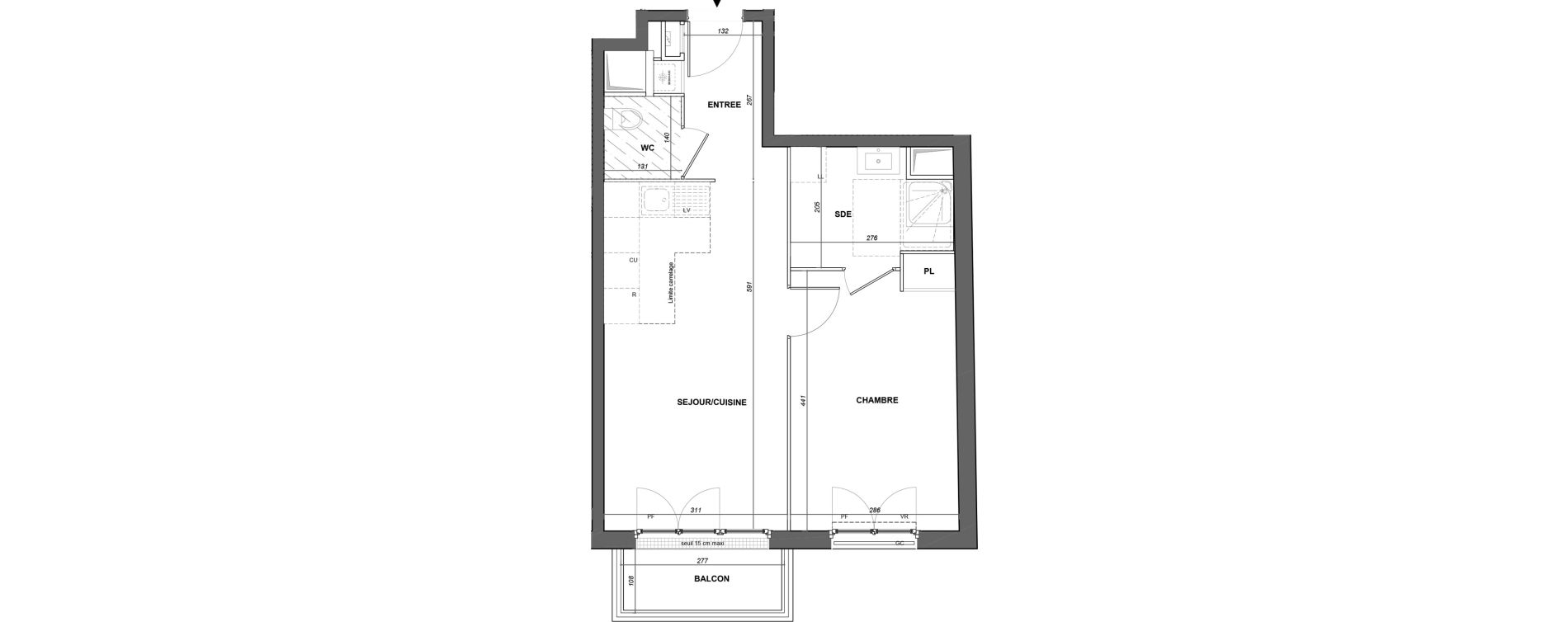 Appartement T2 de 41,94 m2 &agrave; Poissy Noailles