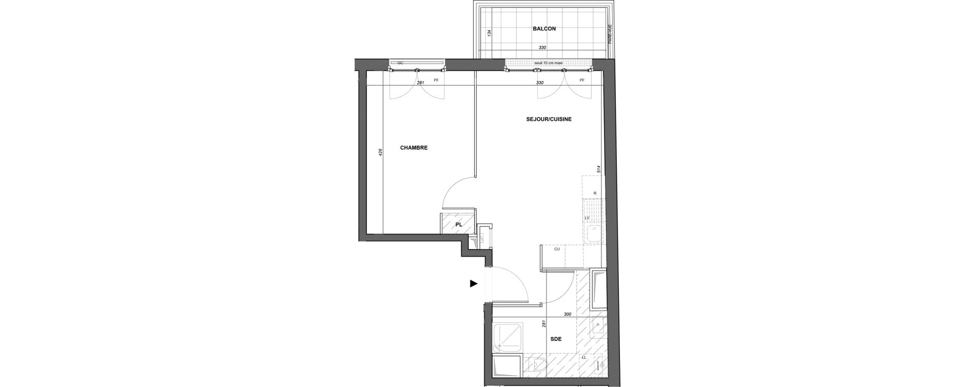 Appartement T2 de 36,01 m2 &agrave; Poissy Noailles