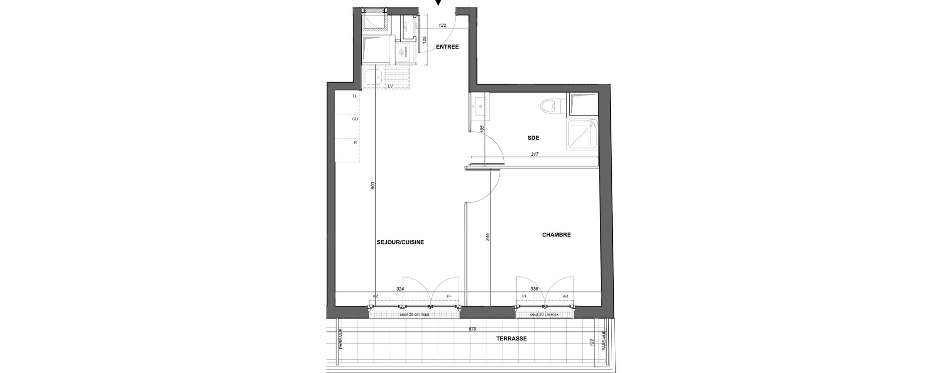 Appartement T2 de 38,21 m2 &agrave; Poissy Noailles