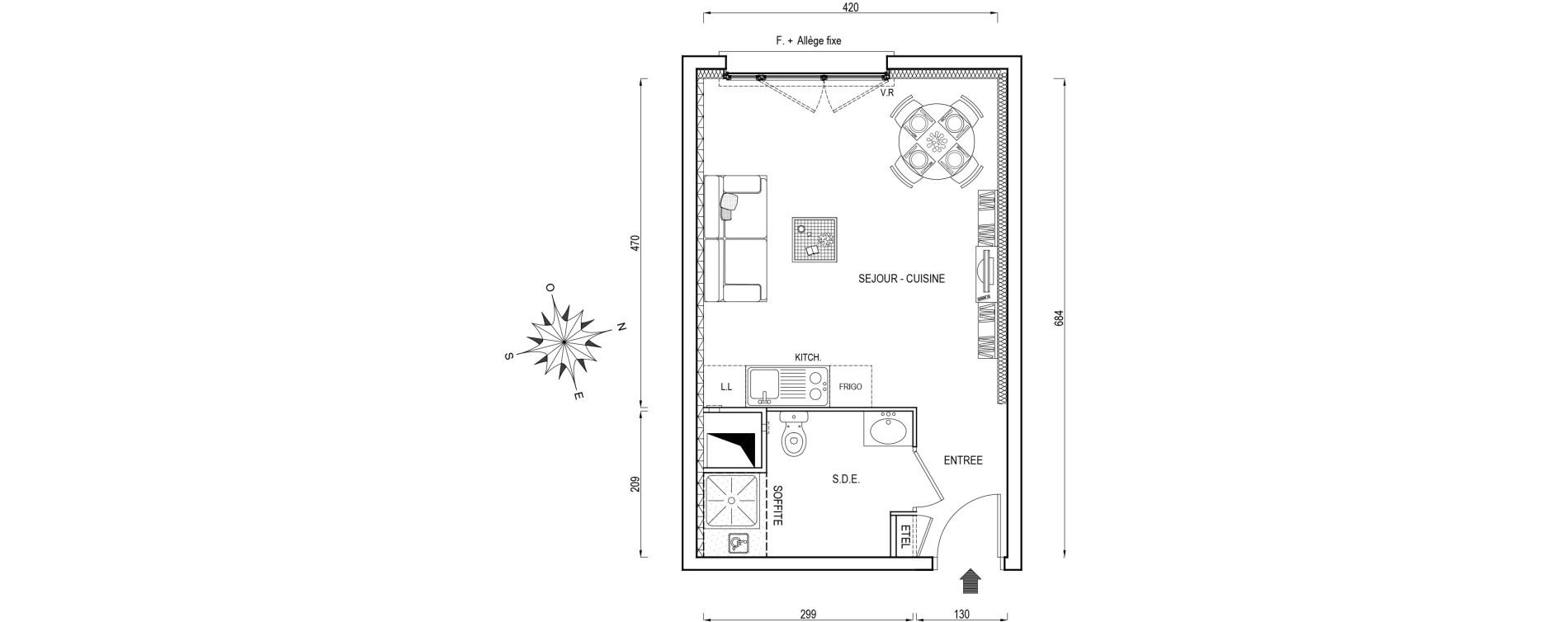 Appartement T1 de 27,80 m2 &agrave; Poissy Maurice-clerc