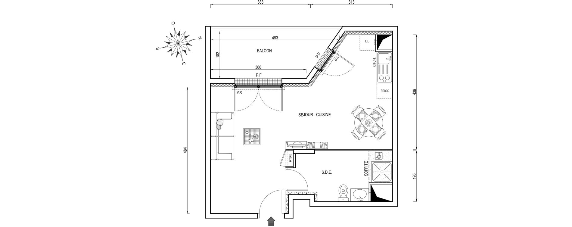 Appartement T1 de 34,60 m2 &agrave; Poissy Maurice-clerc