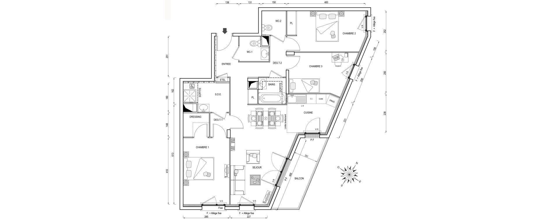 Appartement T4 de 86,30 m2 &agrave; Poissy Maurice-clerc