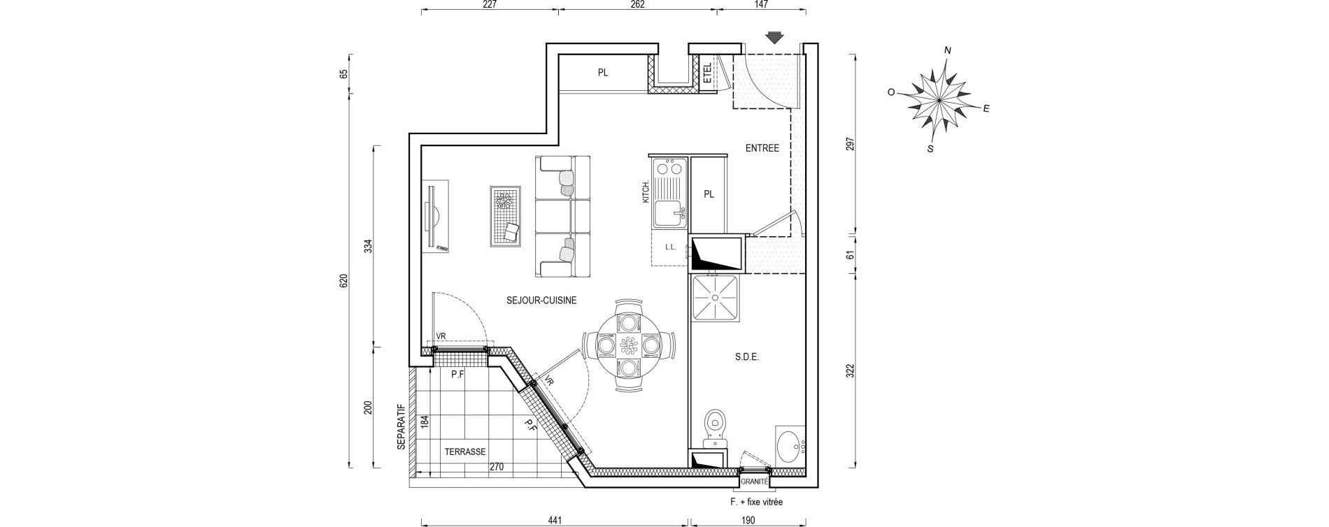Appartement T1 de 33,90 m2 &agrave; Poissy Maurice-clerc