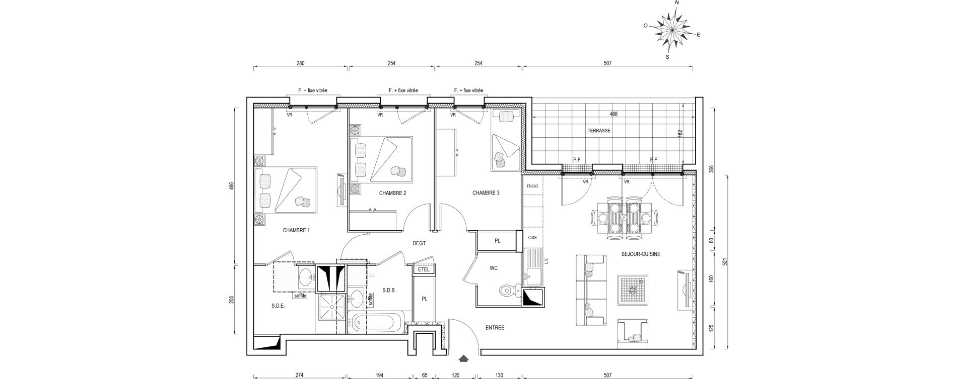 Appartement T4 de 78,40 m2 &agrave; Poissy Maurice-clerc