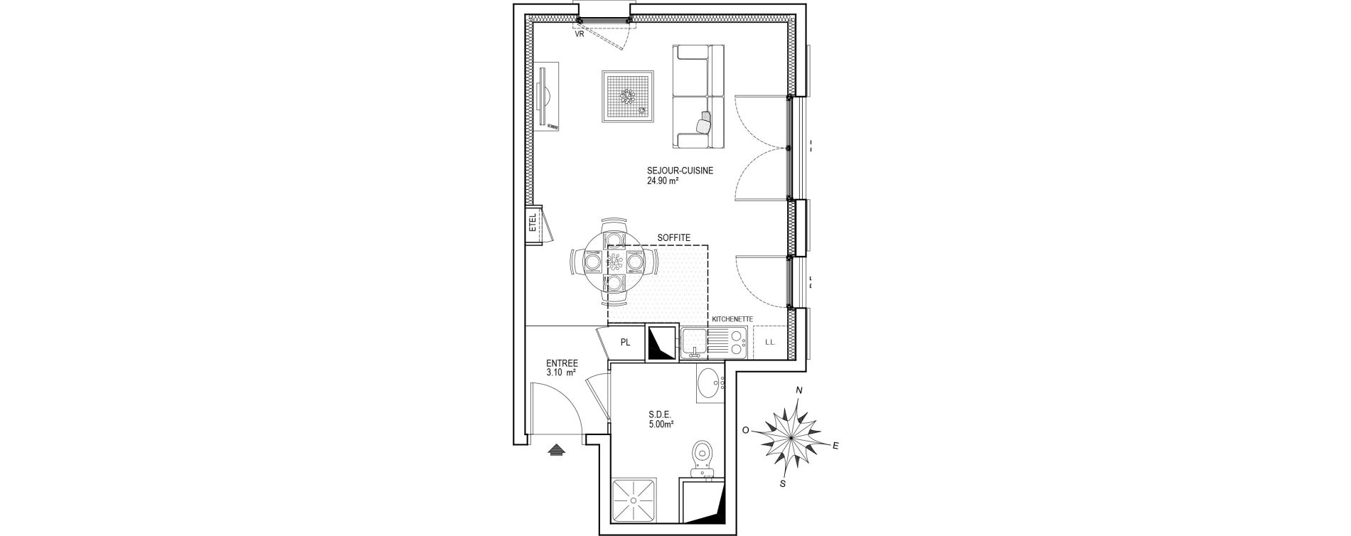 Appartement T1 de 33,00 m2 &agrave; Poissy Maurice-clerc