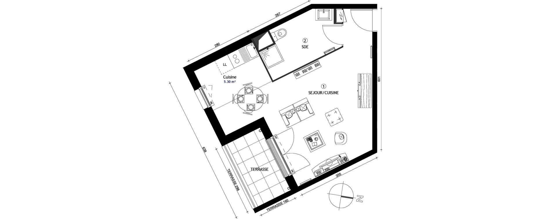 Appartement T1 de 36,30 m2 &agrave; Poissy Maurice-clerc