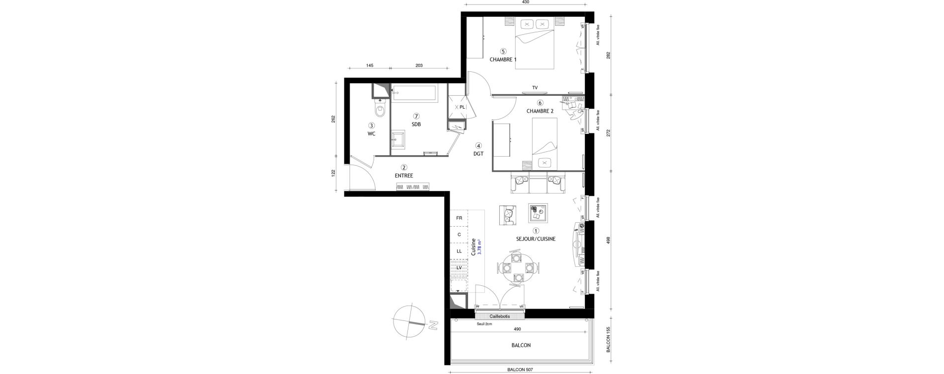 Appartement T3 de 62,70 m2 &agrave; Poissy Maurice-clerc