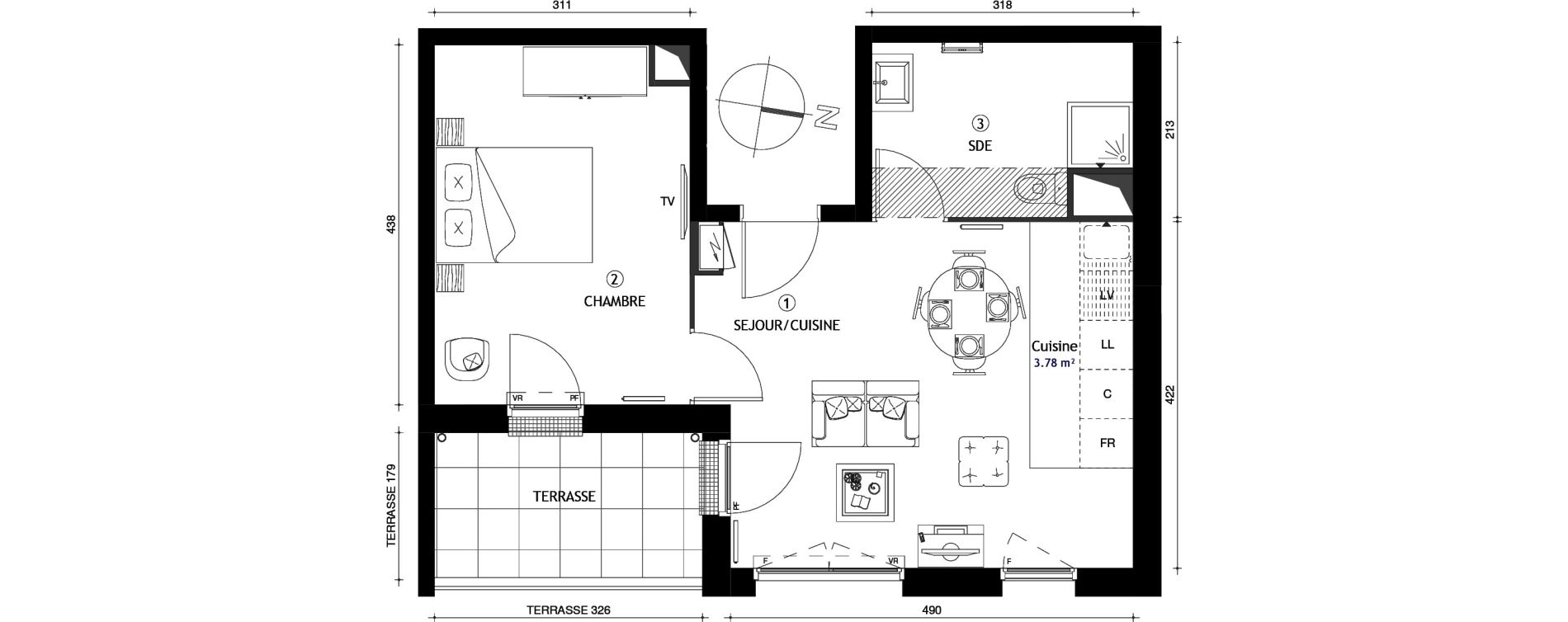 Appartement T2 de 41,10 m2 &agrave; Poissy Maurice-clerc