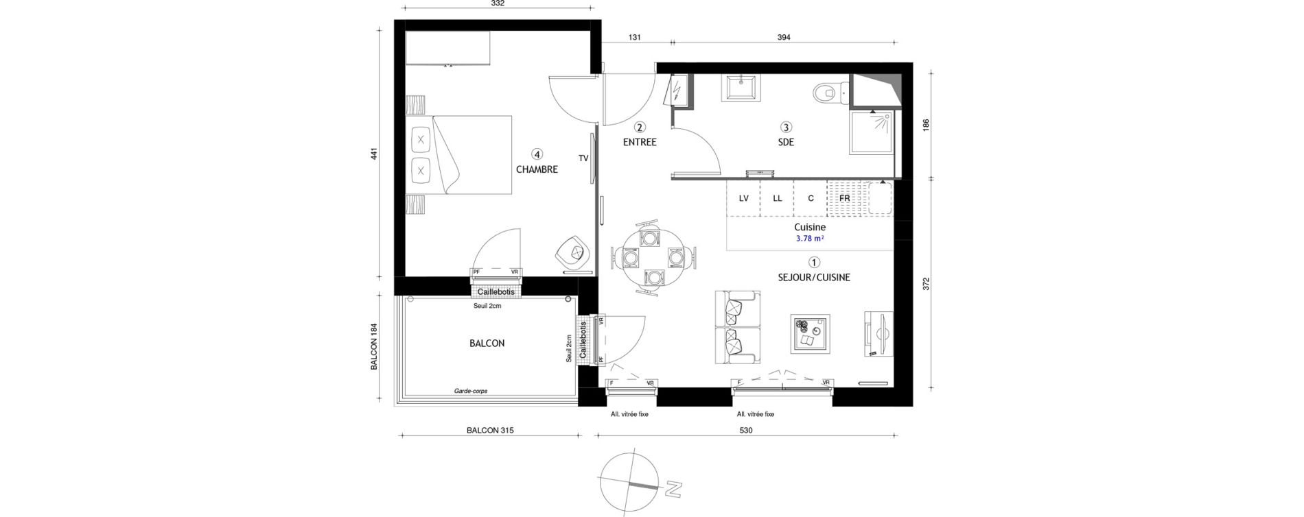 Appartement T2 de 43,80 m2 &agrave; Poissy Maurice-clerc