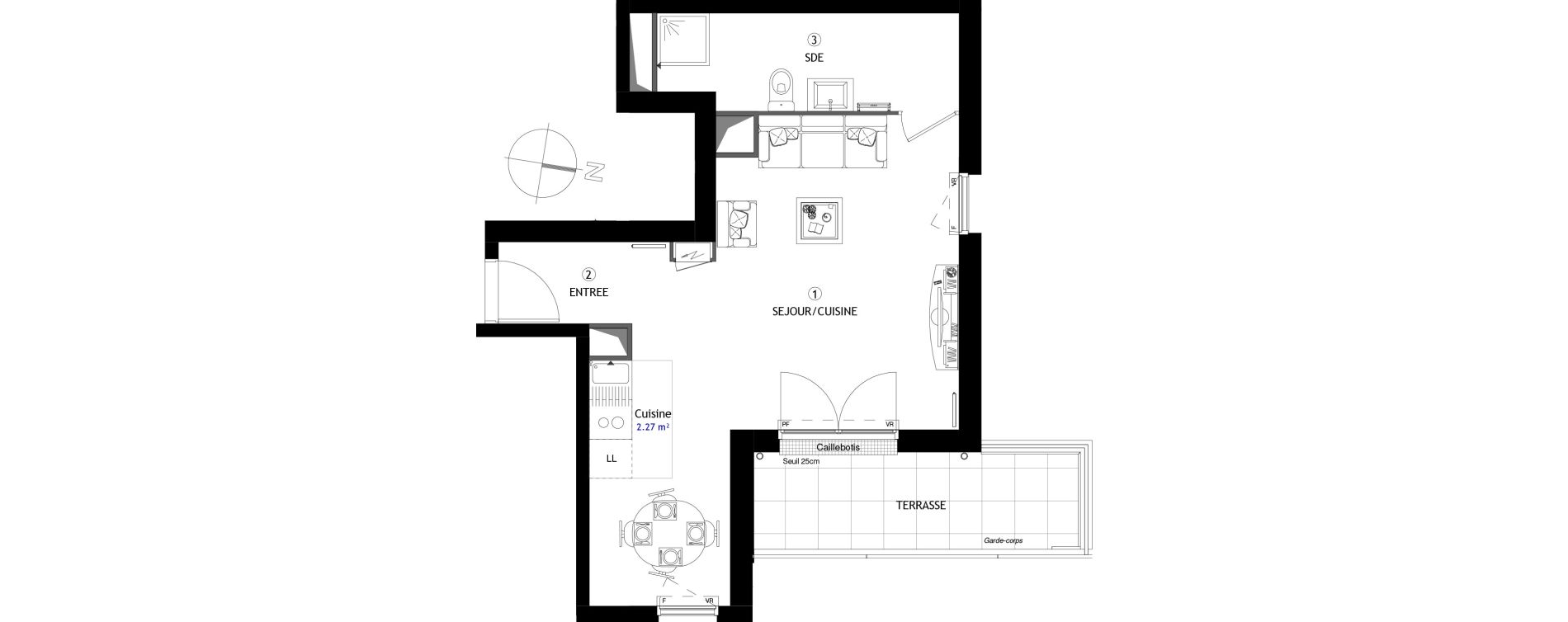 Appartement T1 de 36,50 m2 &agrave; Poissy Maurice-clerc