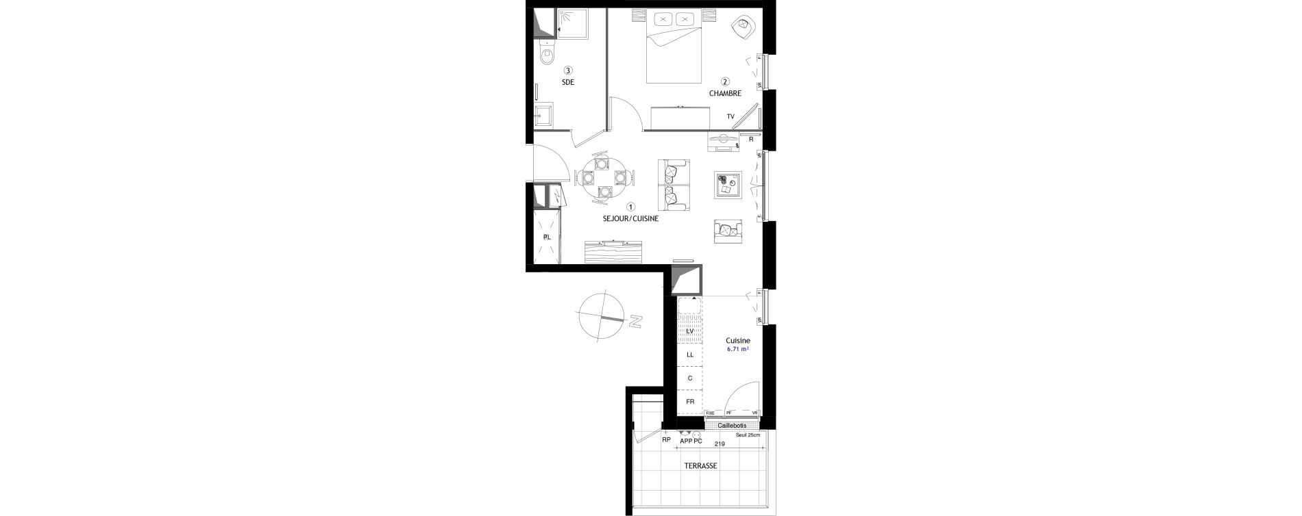 Appartement T2 de 44,90 m2 &agrave; Poissy Maurice-clerc