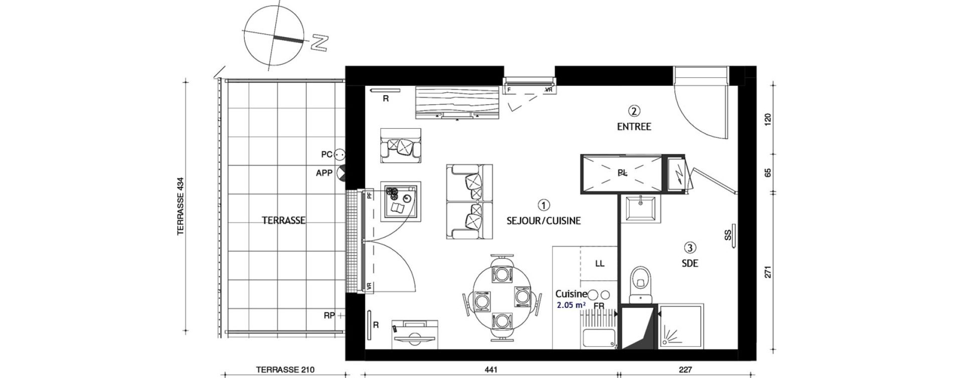 Appartement T1 de 28,90 m2 &agrave; Poissy Maurice-clerc