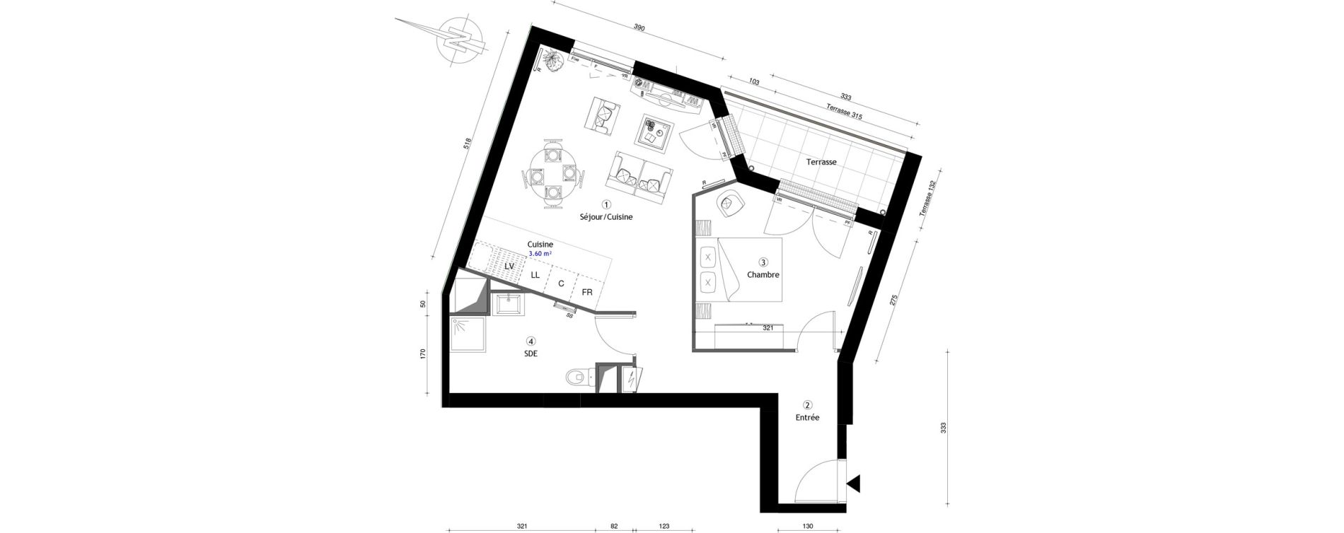 Appartement T2 de 50,70 m2 &agrave; Poissy Maurice-clerc