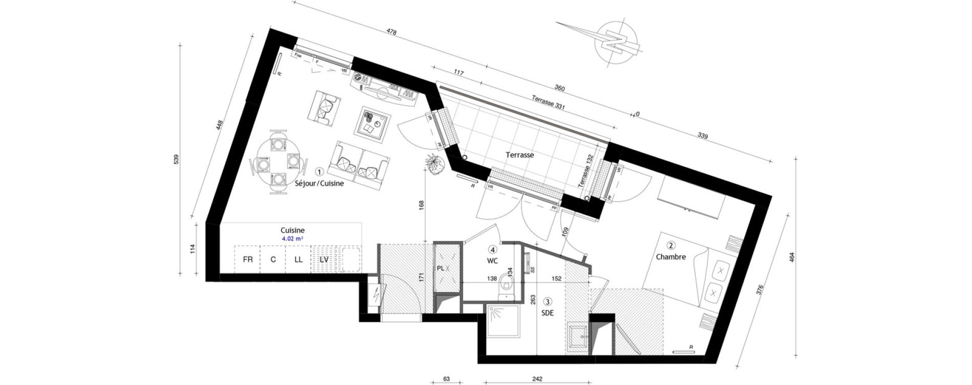 Appartement T2 de 48,30 m2 &agrave; Poissy Maurice-clerc