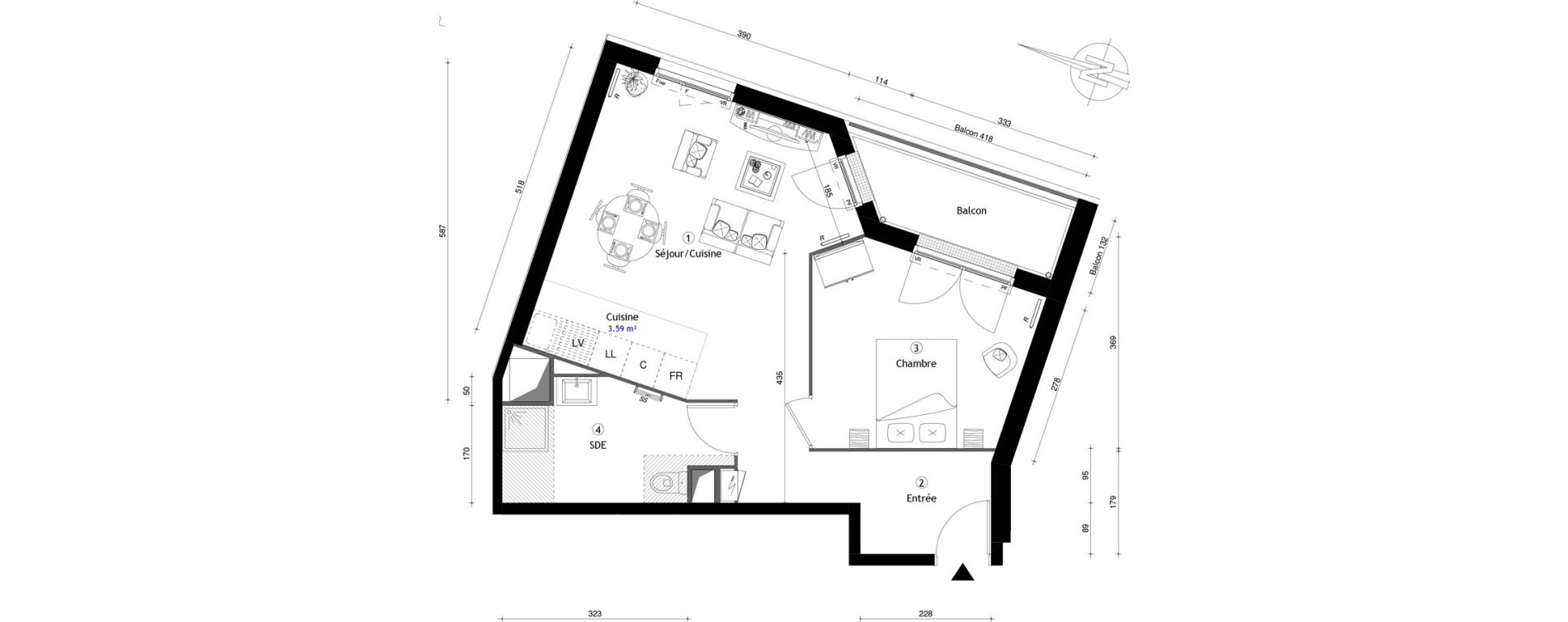Appartement T2 de 49,80 m2 &agrave; Poissy Maurice-clerc